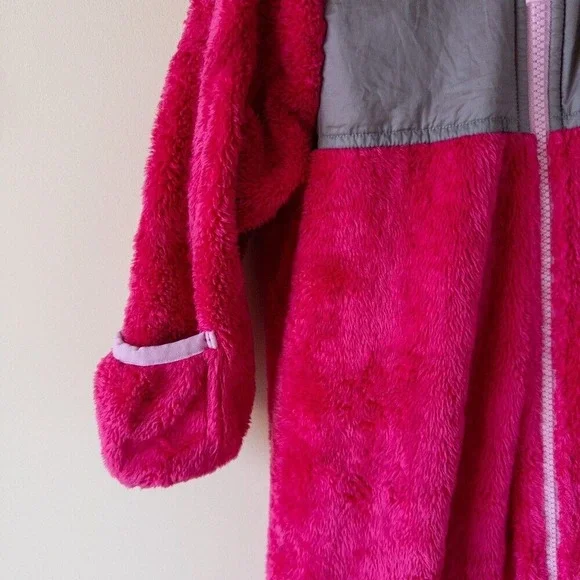 The North Face Fuzzy Fleece Oso One Piece Jumpsuit Hooded Pink Baby Size 12-18M - Picture 3 of 12